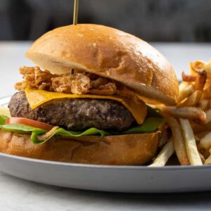 Veggie Cheese Burger with Fries